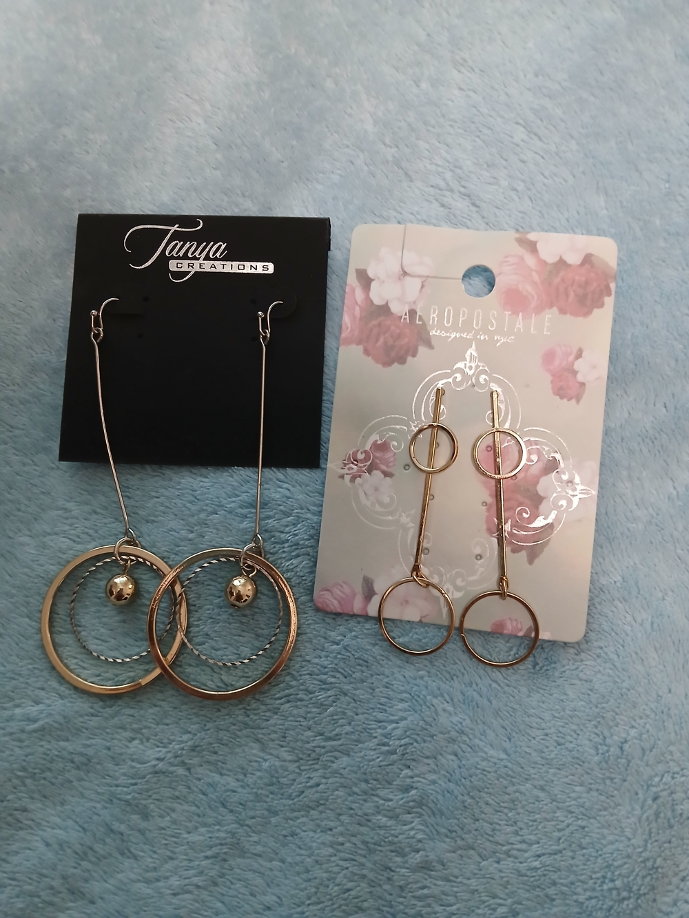 Aeropostale Gold Double Circle Drop Earrings